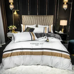 寝具セット高級羽毛布団カバーサテンコットン60S高品質のセットホワイトカラーキルト枕ケース肌に優しいベッドシート