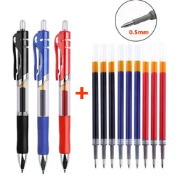 13PCS Ustaw Ballpen Sconeble Gel Pistopty Czarny czerwony niebieski atrament 05 mm Ballpoint Wymienne wkłady biurowe School Supplies Pactionery 240511