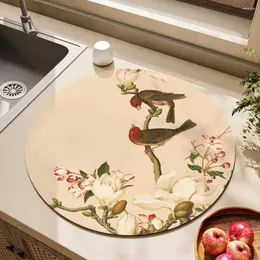 Tavol tabellini drenante tappetino drenaggio di scarico inferiore assorbimento di acqua antiscivolo Modello uccello di fiori cinese Non isolato per il ristorante