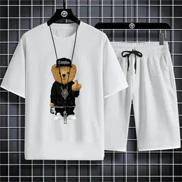 3D Printed Doll Bear Graphic T-shirt Shorts Two-Piece Set Fashionable Street Clothing Summer Breattable O-Neck kort ärm Set 240513