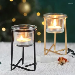 Titulares de velas Luxo nórdico Modern Iron Black Holder Candlestick Gold Plated Style Kerzenhalter Decor Table Basse