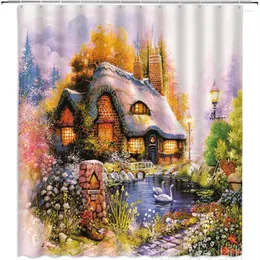 Shower Curtains Autumn Scenery By Ho Me Lili Curtain Pastoral Garden Fall Green Plants Fantasy Wonderland Bathroom Decor With Hooks