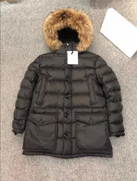 Raccon Fur Hooded Down Jacket Men M Designer Longo Down Down Winter Warm Parkas Feather Real