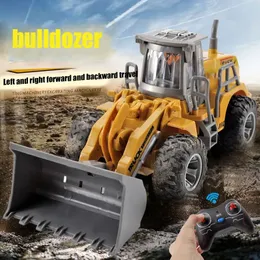 RC Bilks Toys for Boys Remote Control Car Kids Toy Excavator Bulldozer Roller Radio Engineering Regalo per veicoli 240511