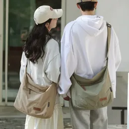 Japanische Frauen Männer Schulter -Crossbody -Tasche große Leinwand Messenger -Taschen für Student 2024 Brandbuch weibliche Handtasche Satchels 240506