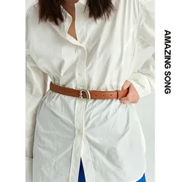 Camisa de cinto de fivela de metal incrível com vestido de cintura de cinto feminino com acessórios de cinto de pântano 240429