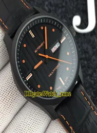 Daydate Multifort Gent M0054303605180 Black Dial Japan Miyota Automatyczna męska zegarek Pvd Czarne skórzane zegarki Sapphire1185901