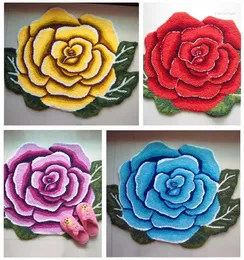 Mattor Rose Flower Shaped Mattor Floral Doormat Entrance Floor Mat Non-Slip för vardagsrum Tapis Alfombras 75 55 cm Drop