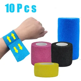 10 Rolls Athletic Wrap Tape Self Adhesive Elastic Bandage Elastoplast Sports Protector Knee Finger Shoulder Tattoo Accessories 240506
