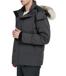 Gänsedown -Mantel Männer Winterjacken Real Wolf Pelzkragen Kapuze im Freien warme und winddichte Mäntel mit abnehmbaren Cap Parka Mens Oberbekleidung Down -Jacke