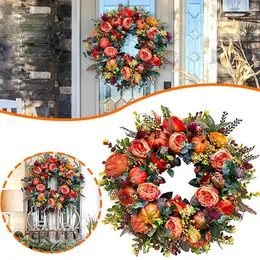 Dekorative Blumen Weihnachtsdekorationen 2024 Home Peony Kürbiskranz Garten Tür Wall Yard Harvest Festival DIY handgefertigtes Anhänger Navidad