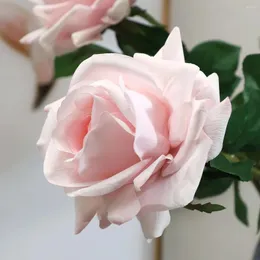 Flores decorativas 4pcs sensação hidratante de rosas hidratantes de toque real