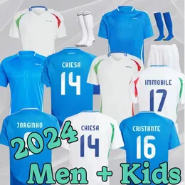 Fotbollströjor 2024 Euro Cup National Team Baggio Jersey Verratti Chiesa Vintage Jorginho Football Shirt Barella Maldini Kids Kit