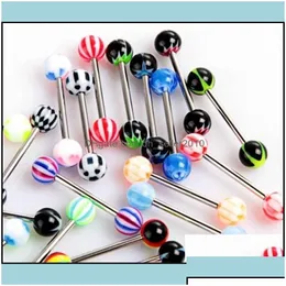 Tongue Rings Tongue Rings 100Pcs/Lot Body Jewelry Fashion Mixed Colors Tounge Bars Barbell Piercing C3 Drop Delivery 2021 Dhseller2010 Dhnr3
