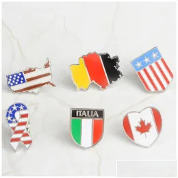 ピンブローチピンブローチナショナルフラッグエナメルカナダアメリカンドイツのイタリアの旗ラペルピンボタンカラーブルーチバッジdhski