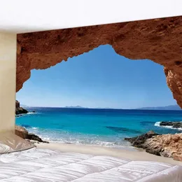 Tapisseries strand soluppgång grotta mönster hem dekor rum bakgrund tyg boho stil vägg vardagsrum tapestry