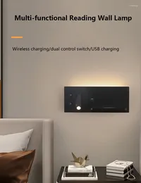 Duvar lambası Modern Minimalist LED Yatak Odası Başucu Yaratıcı USB / Kablosuz Şarj BB Okuma Spot Işıkları İskandinav Acconce