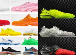 20SS New Mens Womens Sneakers Tyrex Classic Triple S 50 5 Резиновая сетка Дизайнерская обувь Metallic Lace Up Low Top Clear Seale 1904032