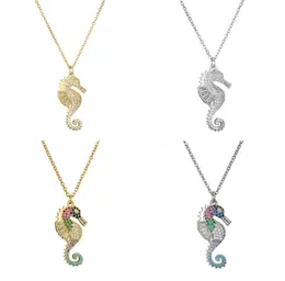 2020 Ny ankomst Lucky Necklace CZ Stone Colorful Seahorse Pendant Necklace For Women Män släpper gåva smycken4859801