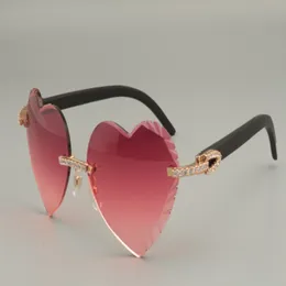 Najlepiej sprzedające się wysokiej jakości grawerowanie w kształcie serca okulary przeciwsłoneczne Diamentowe naturalne czerwone czarne drewniane okulary przeciwsłoneczne 8300686-A Rozmiar 58-18-13 2608