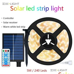 Decorações de jardim Solar LED Light Faixa de luz ao ar livre 5m/240Leds Garland de rua para decoração 221105 Drop Delivery Home Pat Dhfvc