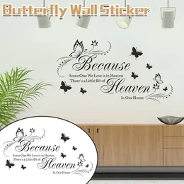 Fönsterklistermärken heminredning vägg engelska brev fjäril vardagsrum sovrum dekoration pappel adhesivo pared