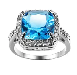 Luckyshien Sky Blue Topaz Gemstone Vintage Square Rings Schmuck 925 Sterling Silber Ehering für Frau Zircon2085641