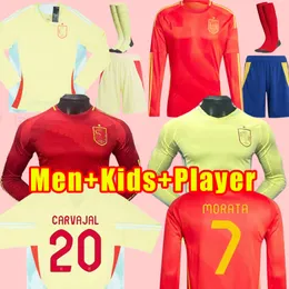 Långärmad 2024 Spanska fotbollströjor Espana ANSU Fati Asensio Morata Ferran Koke Gavi Azpilicueta C.Soler 23 Ramos Football Shirts Men Adult Home Away Kids Player