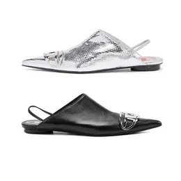 Slide femminili retrò Scarpe in argento Designer Donne Sandalia Fit perfette cursori preferiti Dimensioni standard All Weather Grip Designer Sandles