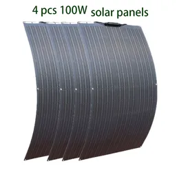Painel solar flexível 100W 200W 300W 400W 24V12V Monocristalino Bendable 100 watts 18V painéis semiflexíveis Módulo de carregador 240430