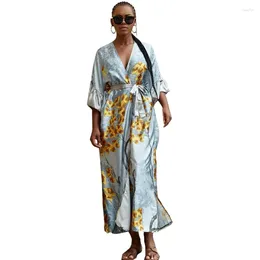 Ethnic Clothing Cardigan Dashiki African Maxi Dress Women Batwing Sleeve Loose Boubou Africa Fashion Print Długie szaty vestidos