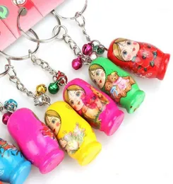 Keychains 12pcsset Russische Nistpuppen Key Ring Babushka Matryoshka Figuren Kinder Toy11675130