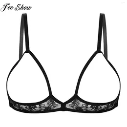 BRAS Womens Sexy Open Cups Bh Lingerie Sheer spets mjuk trådlös brassiere exponerade bröstvårtor BRALETTE BREST PRACE underkläder nattkläder