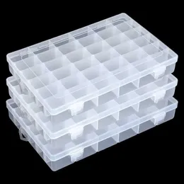 Pudełka do przechowywania kosza 36 Grid Plastikowe Organizator pudełka pojemnikowe pudełko biżuterii z regulowanymi dzielnikami używanymi do koralików sztuki rzemieślnicze S24513