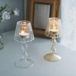 Candle Holders Romantic Vintage Holder French Glass Home Ornament Candlestick Birthday Gift Titular De La Vela Room Decoration BS50ZT