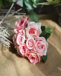 9pcslot декоративные цветы Свадебные искусственные розовые букет домашнее декора