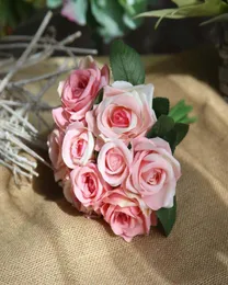 9pcslot Decorative Flowers Wedding Artificial Rose Bouquet Home Party Decoration Fake Silk Single Stem Floral5965637