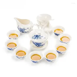 Set di stoviglie 11 pezzi Set di tè cinese Ceramica Ceramica Servizio porcellana della tazza da tè gaiwan tazze di teiera di cerimonia