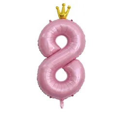 40 -calowe duże, duże połączone korony różowy cyfrowy aluminiowy balon balon przyjęcie urodzinowe dekoracje baby shower podarunek