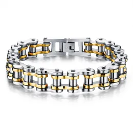 Men Bracelets Hand Chains Designer Bracelet Fashion Stainless Steel Locomotive chain Gold Silver Black 215mm Length