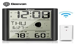 데스크 테이블 시계 Geevon Alarm Clock Weather Station 실내 시계 온도 및 습도 게이지 디지털 달 단계 Snooze2421880