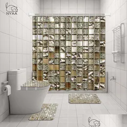 Tappetini da bagno nyaa 4 pezzi decorazione a mosaico decorazione per doccia tappeto piedistallo tappeto battuta di bagno per decorazioni per bagno y200407 consegna a goccia casa ot492
