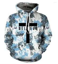 Erkek Hoodies Christian Cross 3D Baskı Hoodie Uzun Kollu Kapşonlu Sweatshirt Bahar Sonbahar Külot Sokak Giysileri