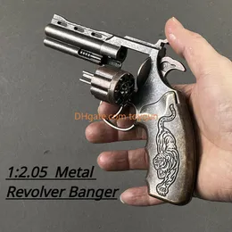 1:2.05 Metal Revolver Bangers Toy Gun Model Noise Maker Can Not Shoot Look Real Collection Fake Gun Outdoor Cs Pubg Game Prop Fidgets Toys Birthday Gifts for Boys Adult