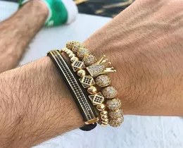 Luxury Jewelry 3pcsset Bracelet Hip Hop Gold Men Jewelry Cubic Micro Pave Cz Charm Bracelets For Women Men Pulseira Bileklik Y19023590597