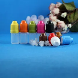 100 Sätze 3 ml (1/10 oz) Kunststoff -Tropfen -Flaschen Kindersicher sich sicher