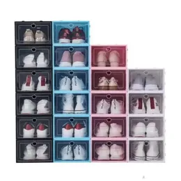 Plastikowe buty odporne na pył gęstwy przechowywanie przezroczyste pudełko przezroczyste klapki kolorowe kolory buty do układania pudełka organizująca hurt 0310 s es