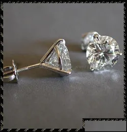 Studörhängen smycken tillbehör lyx kvinnlig 678mm rund lab diamant verklig 925 sterling sier för kvinnor liten skruv droppe4045796