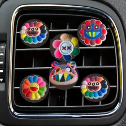 Interior Decorations Fluorescent Rainbow Flower Cartoon Car Air Vent Clip Square Head Outlet Per Clips Freshener Conditioner Decorativ Oth2C