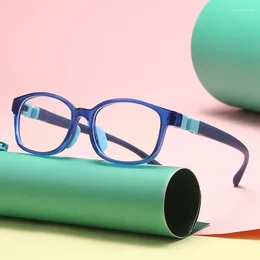 Güneş gözlüğü moda çocuk silikon anti-mavi gözlükler tr90 basit düz ışık gözlükleri yuvarlak kare çerçeve erkek kız spor okuma